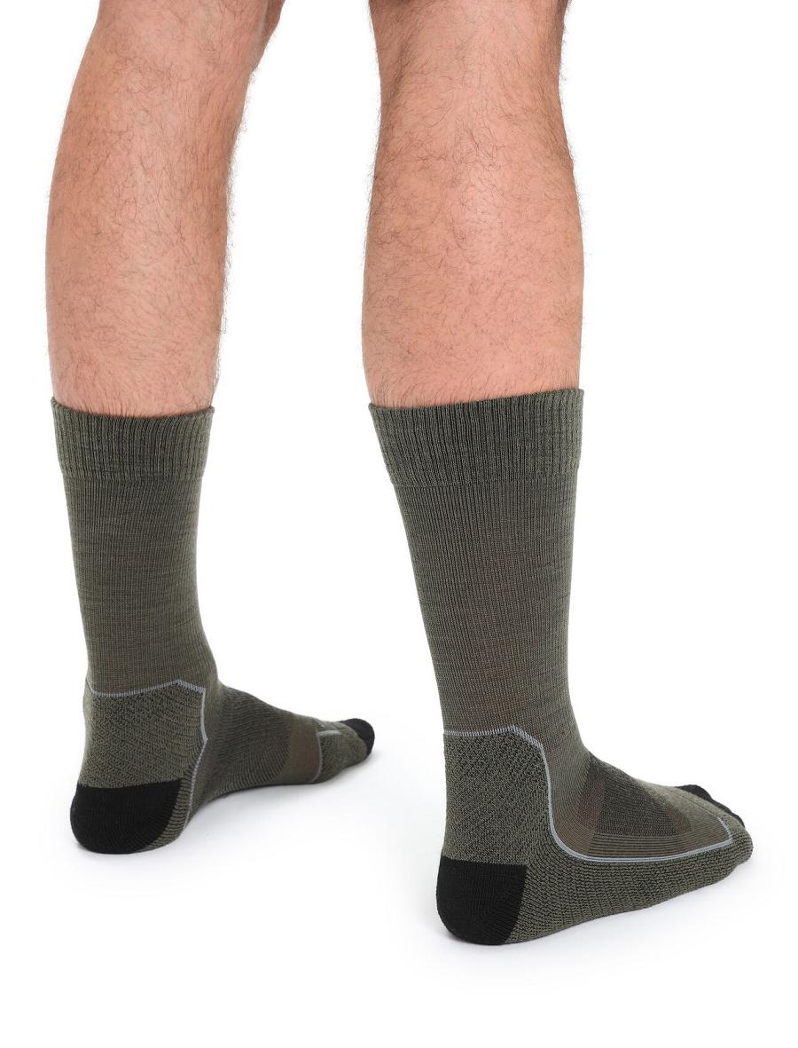 Loden / Black Men's Icebreaker Merino Hike+ Light Crew Socks | USA 1042FDNM